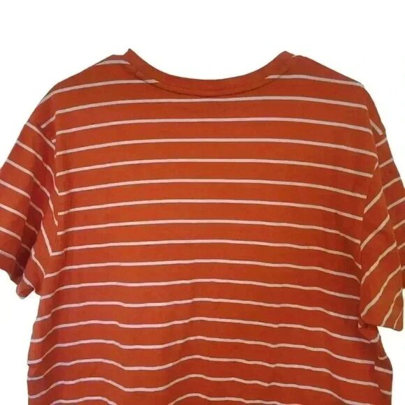 US Polo Association Men's Orange & White Striped Cotton Knit V-Neck Short Sleeve - Picture 6 of 8
